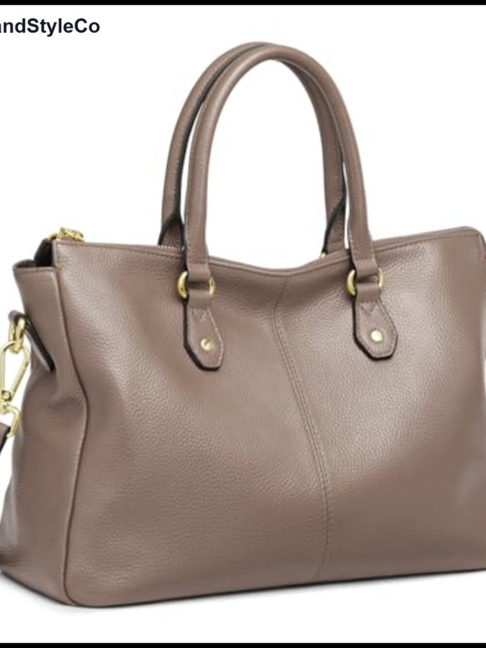 Genuine Leather Tote Bag Women Satchel Shoulder Purse Gold Hardware